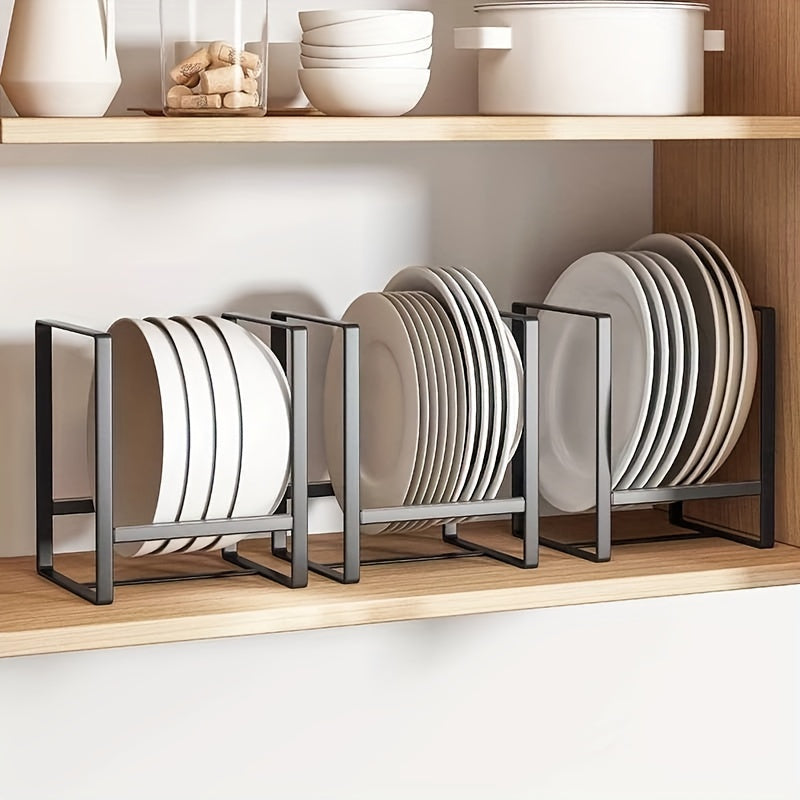 Space-Saving Iron Dish Rack - Black, Rust-Resistant Kitchen Organizer for Plates & Bowls, Countertop Storage Solution