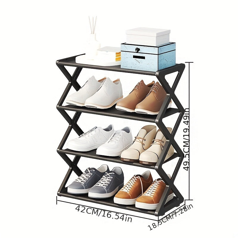 1pc Simple Shoe Rack - Easy Assembly Space-Saving Shoe Organizer with Multiple Compartments, Durable Plastic Shoe Storage for Home, Dorm, Entryway - Casual Style Shoe Cabinet