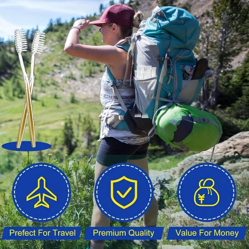 Un paquet de 50 brosses à dents jetables avec des poils mi-doux, des brosses à dents manuelles en nylon, emballées individuellement pour les voyages et les hôtels, adaptées aux soins bucco-dentaires des adultes.