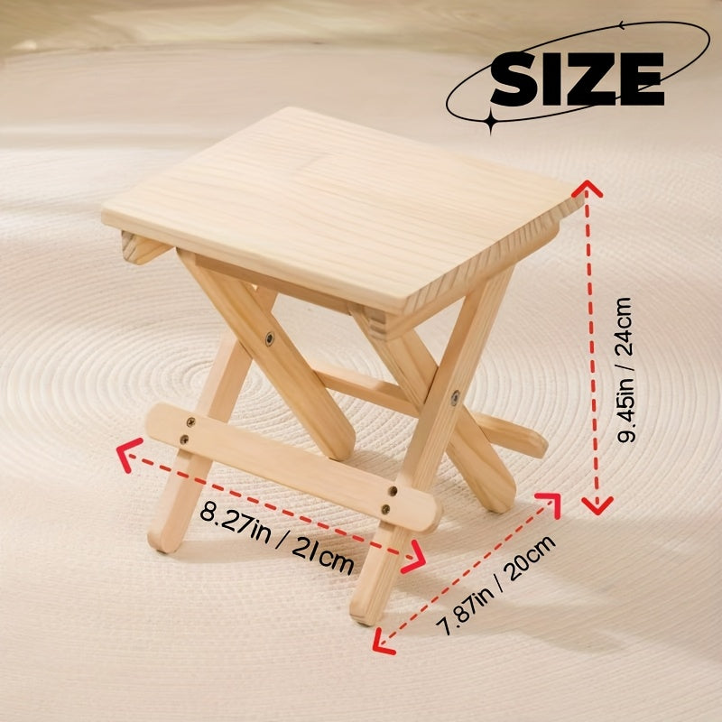 1pc Solid Wood Folding Camping Chair, Portable Small Folding Stool, Ultra-Lightweight Design Fishing Bench for Garden, Beach, Camping, Home Use, No Assembly Required Natural Color, Walnut