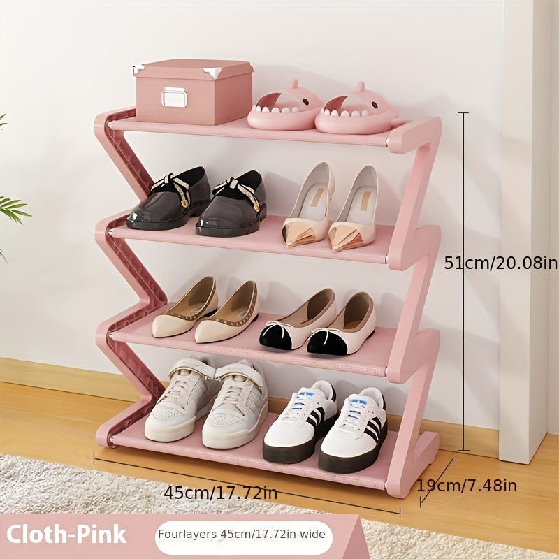 4-Tier Z-Shaped Shoe Rack – Space-Saving, Multi-Layer Storage Organizer for Bathroom, Dorm, or Small Apartment – Easy Assembly, Under 27\