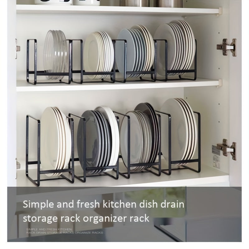Space-Saving Iron Dish Rack - Black, Rust-Resistant Kitchen Organizer for Plates & Bowls, Countertop Storage Solution
