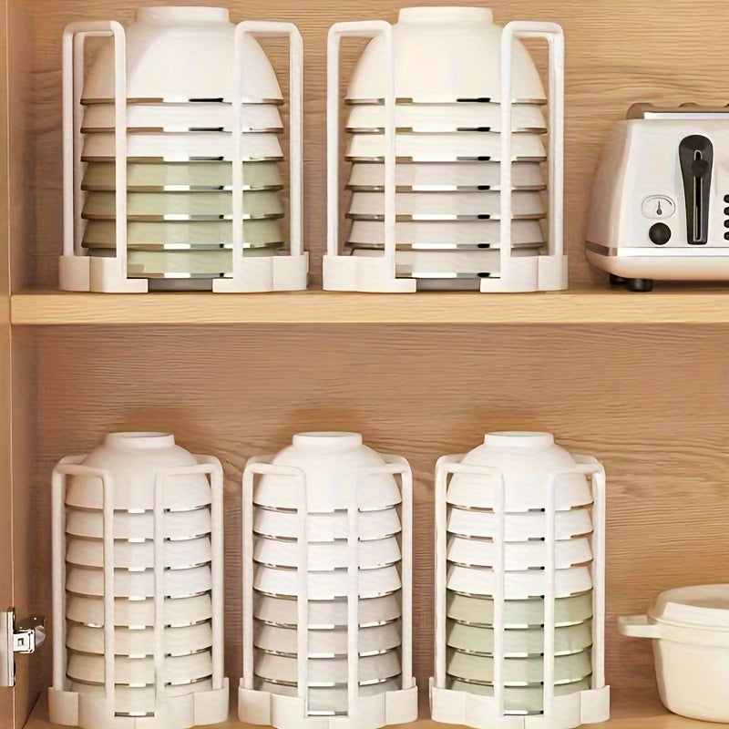 A retractable bowl holder for household use that saves space and is easy to clean