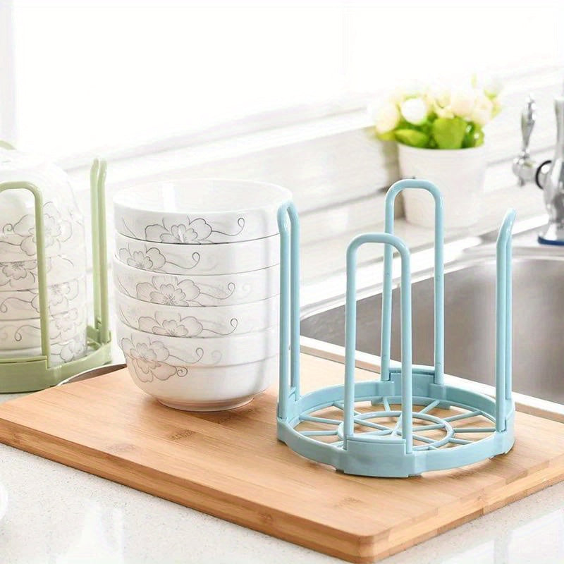 Space-Saving Kitchen Organizer - Durable Plastic Dish Rack with Drainage, Multi-Layer Storage for Bowls & Plates, Easy Clean Design in Fresh Colors