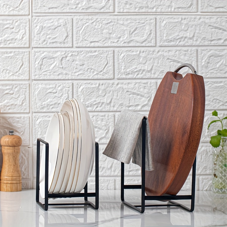 Rust-Proof Iron Kitchen Organizer - Vertical Countertop & Cabinet Storage for Plates, Bowls, Cups, Cutlery & Utensils, Space-Saving Insert Design with Multiple Hooks, Durable Dish Rack for Modern Kitchens, Kitchen Organizers And Storage