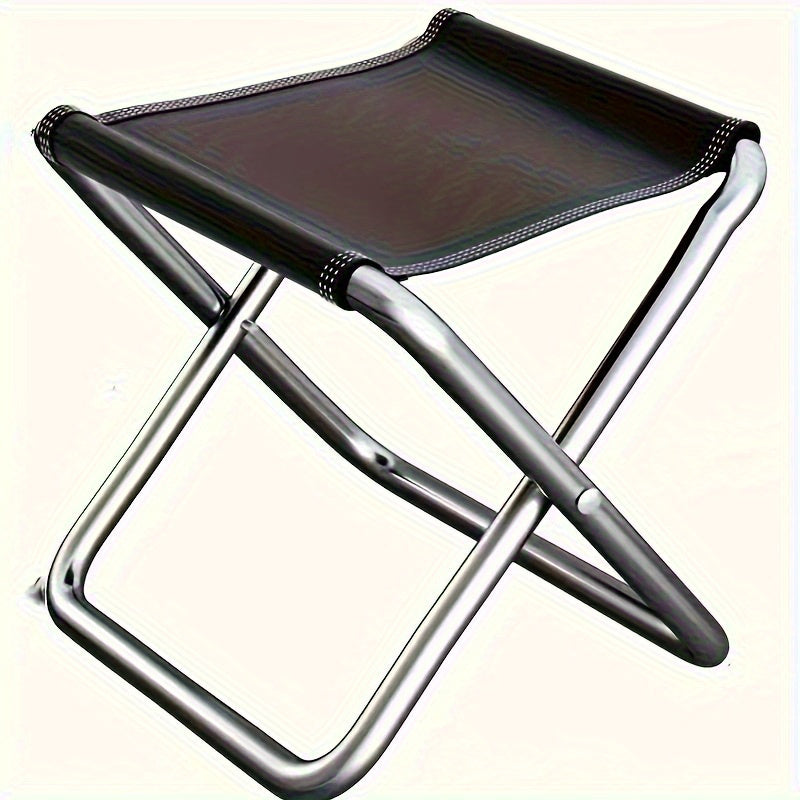 1pc Stainless Steel Square Folding Stool - Compact Lightweight Portable Quick-Fold Design, No Battery Needed, Durable Rust-Resistant for Travel Camping Fishing Outdoor Activities (Black), Camping Gear, Sleek Metal Finish, Sturdy Construction