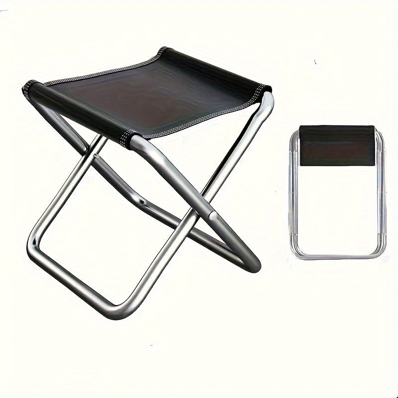 1pc Stainless Steel Square Folding Stool - Compact Lightweight Portable Quick-Fold Design, No Battery Needed, Durable Rust-Resistant for Travel Camping Fishing Outdoor Activities (Black), Camping Gear, Sleek Metal Finish, Sturdy Construction