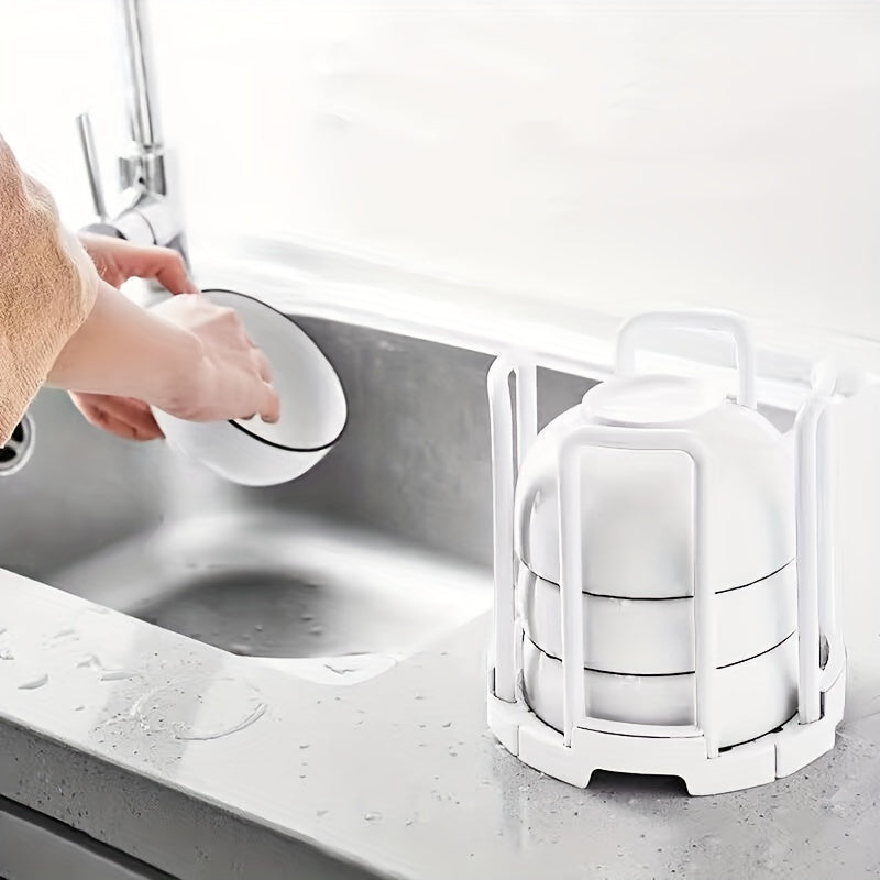 Space-Saving Plastic Dish Rack - Easy to Clean, Multi-Compartment Kitchen Organizer for Bowls and Plates, Countertop Storage Solution, Kitchen Organizers And Storag