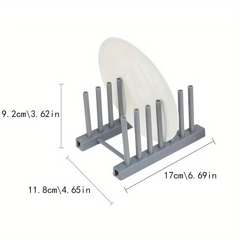 1pc Plastic Dish and Bowl Rack with Removable Storage - Kitchen Drainage Organizer for Plates, Pots, and Covers