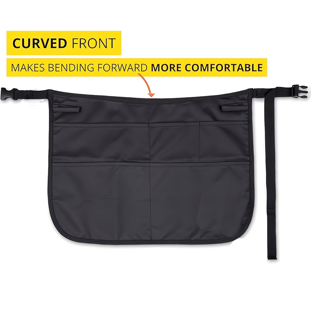 One versatile gardening apron, a handy tool for garden tasks and barber shears storage. Suitable for teachers, attendants, and lawn care. Made of durable, tear-resistant polyester with an adjustable tool belt and large pockets