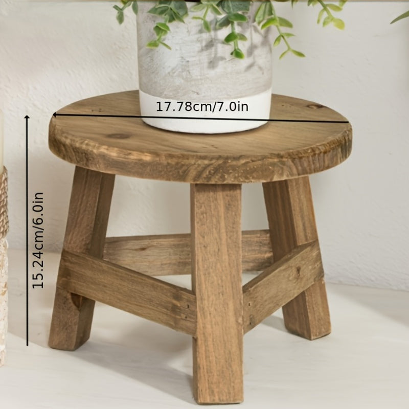 Modern Wooden Round Pedestal Stool - Mini Display Stand for Succulent & Plant - Decorative High Stool for Balcony, Patio, and Home Decor, Gift for Mother'S Day, Home Decor Stool | Natural Wooden Finish | Durable Wooden Stool