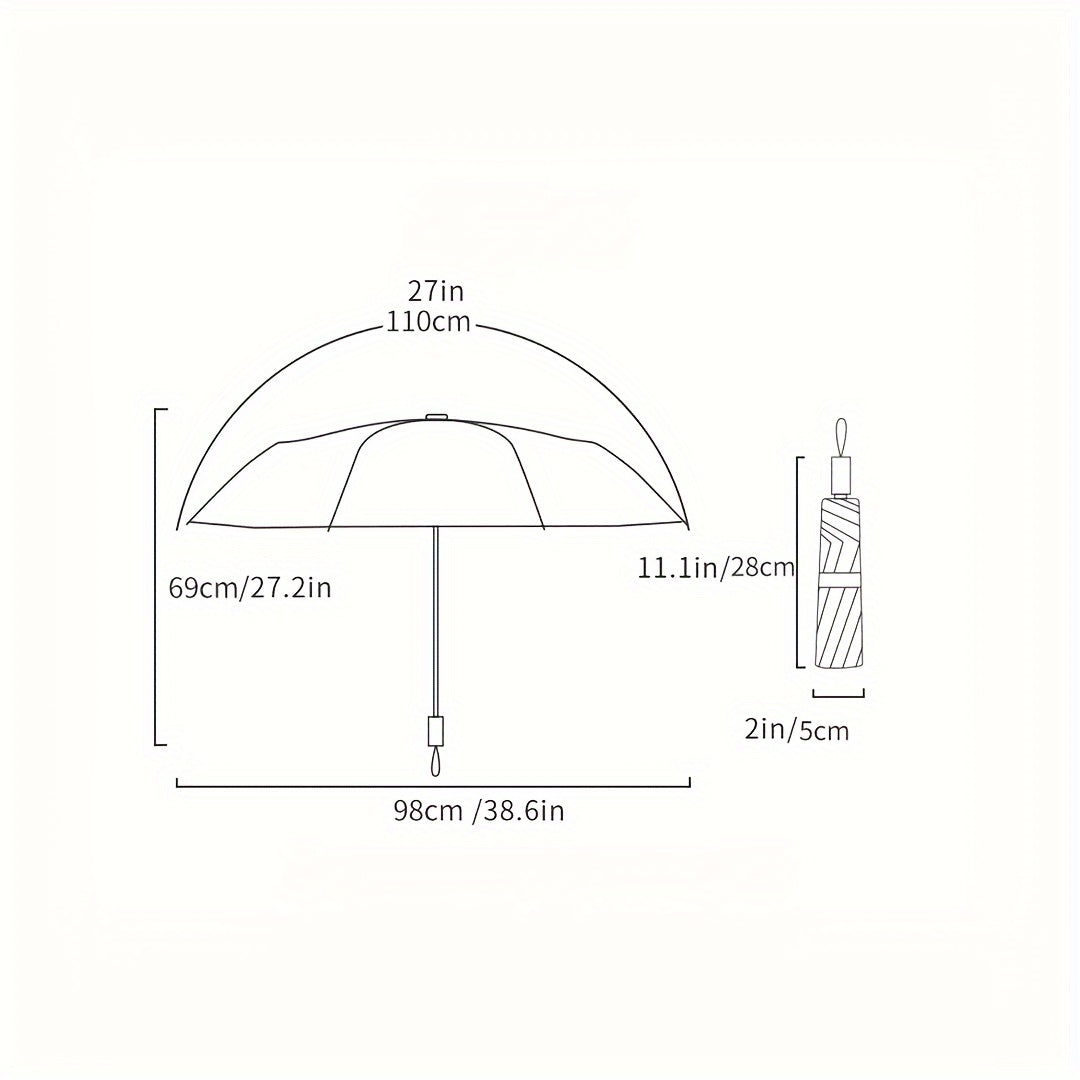 Parapluie pliant à motif floral Partysu, léger et portable, imperméable à 8 baleines, protection solaire, équipement de pluie pour les déplacements quotidiens, parapluie de voyage à main.