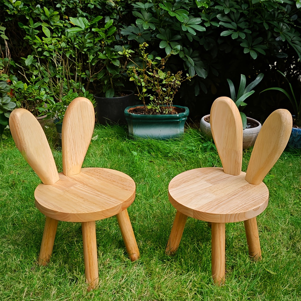 Chic Solid Wood Rabbit Ear Stool - Perfect for Shoe Changing, Living Room & Home Decor | Ideal for Parties & Entertainment