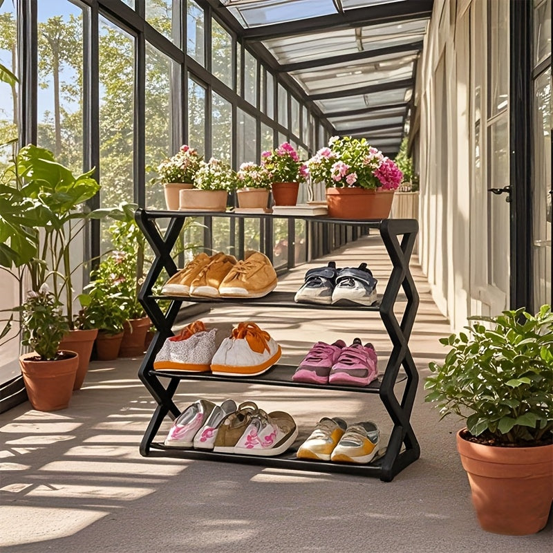 Elegant X-Shaped Metal Shoe Rack - Durable Iron Alloy, Easy Assembly, Space-Saving Design for Home & Dorm, Ideal for Storing Shoes and Accessories, Shoe Storage|Modern Shoe Rack|Durable Construction, Shoe Storage Rack