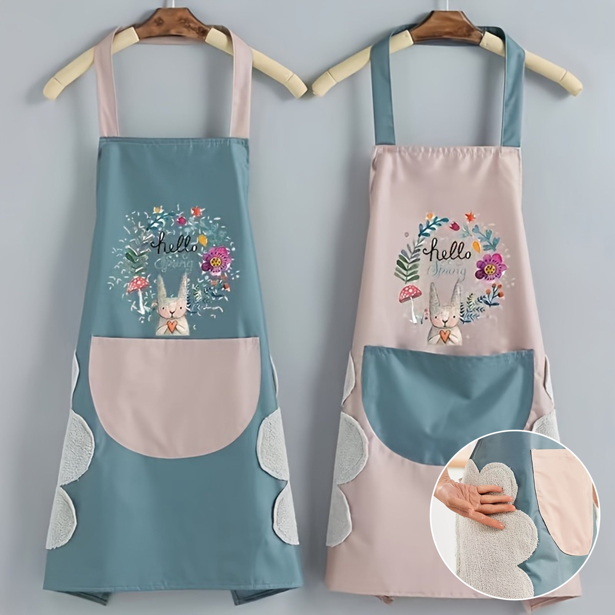 One Kitchen Apron Featuring a Hand Wipe Pocket - Ideal for Cooking, Gardening, And Home Tasks - Made from Durable PVC Material, Easy to Clean, And Requires No Batteries.