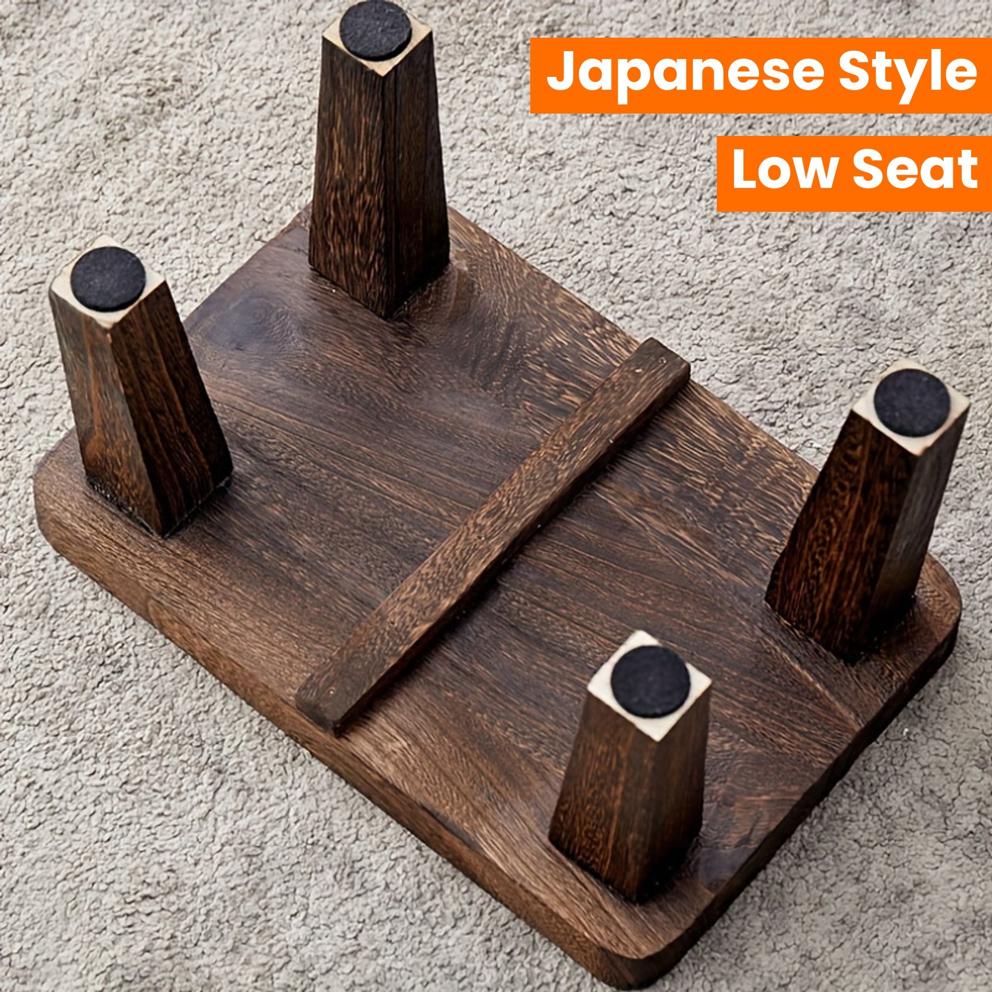 1pc Solid Wood Retro Square Stool - Japanese Style Low Seat, Footstool for Living Room and Bedroom, No Cushion