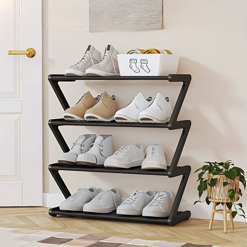 4-Tier Z-Shaped Shoe Rack – Space-Saving, Multi-Layer Storage Organizer for Bathroom, Dorm, or Small Apartment – Easy Assembly, Under 27\