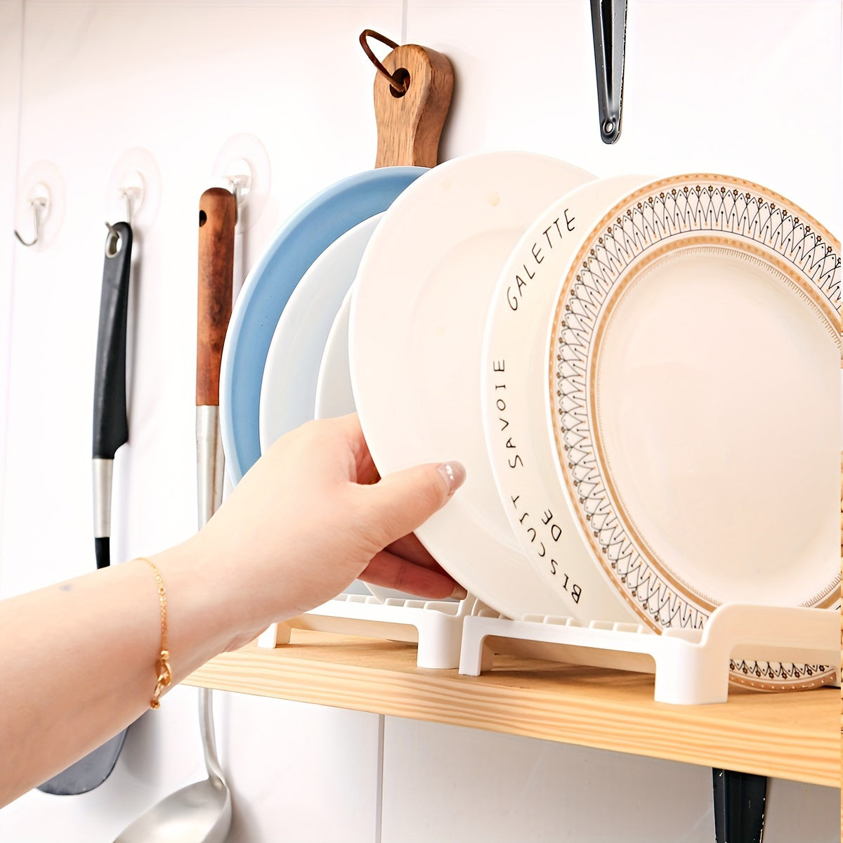 1pc Foldable Dish Rack - Space-Saving Kitchen Organizer, Durable PP Plastic Plate & Bowl Holder with Drainage Design, Compact White Countertop Storage for Small Kitchens, Minimalist Design | Practical Design