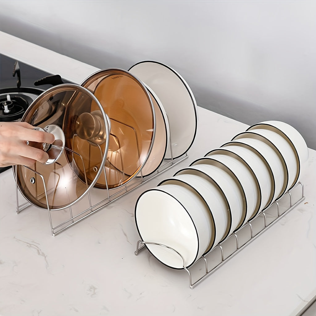 2pcs Stainless Steel Dish Rack for Kitchen - Multi-Tiered Plate and Bowl Organizer with Drainage, Space-Saving Countertop Storage for Dishes, Utensils, and Cookware, Dish Drying Rack