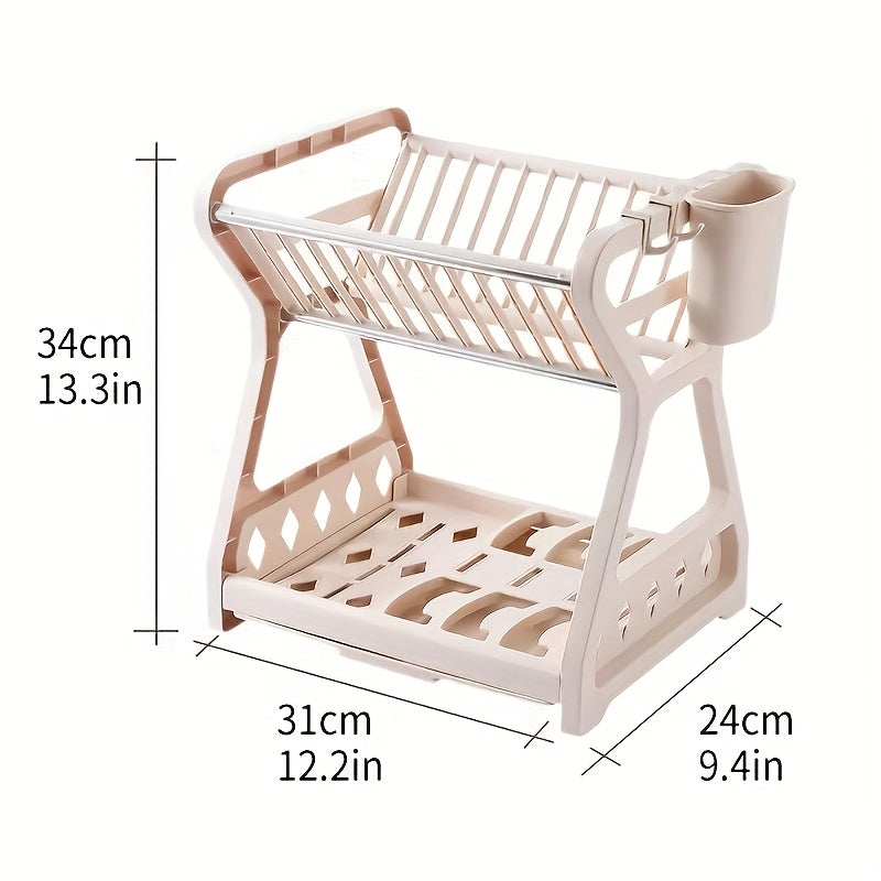 Kitchen Dish Storage Rack, with Utensil Rack, Cutting Board Holder and Cup Storage, Suitable for Dishes, Bowls and Cooking Tools, Can Be Used in Four Seasons