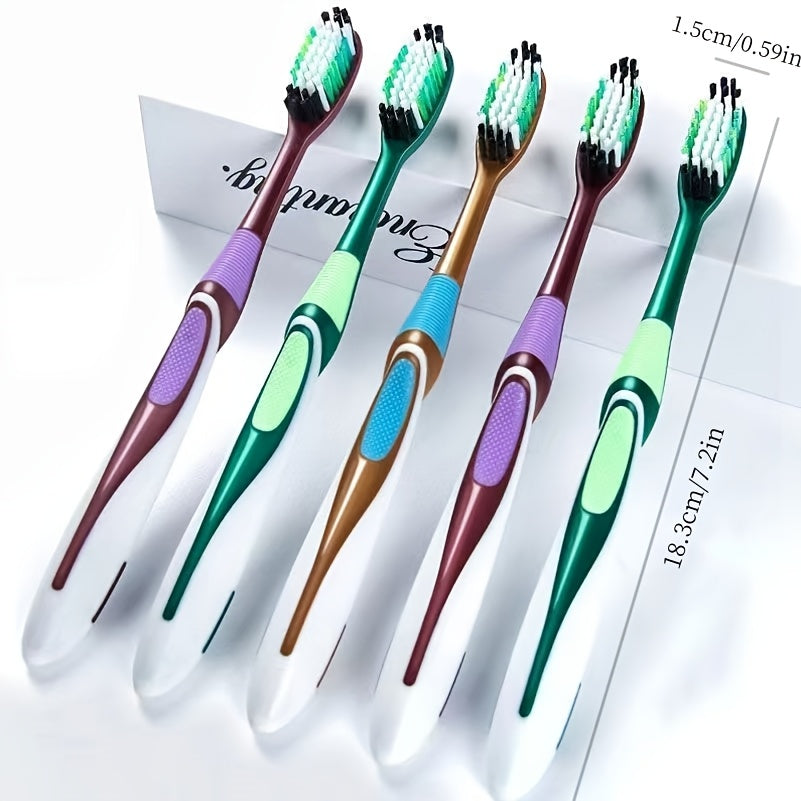 5 brosses à dents durables de dureté moyenne à têtes larges pour adultes - Poils en nylon, essentiels pour l'hygiène bucco-dentaire