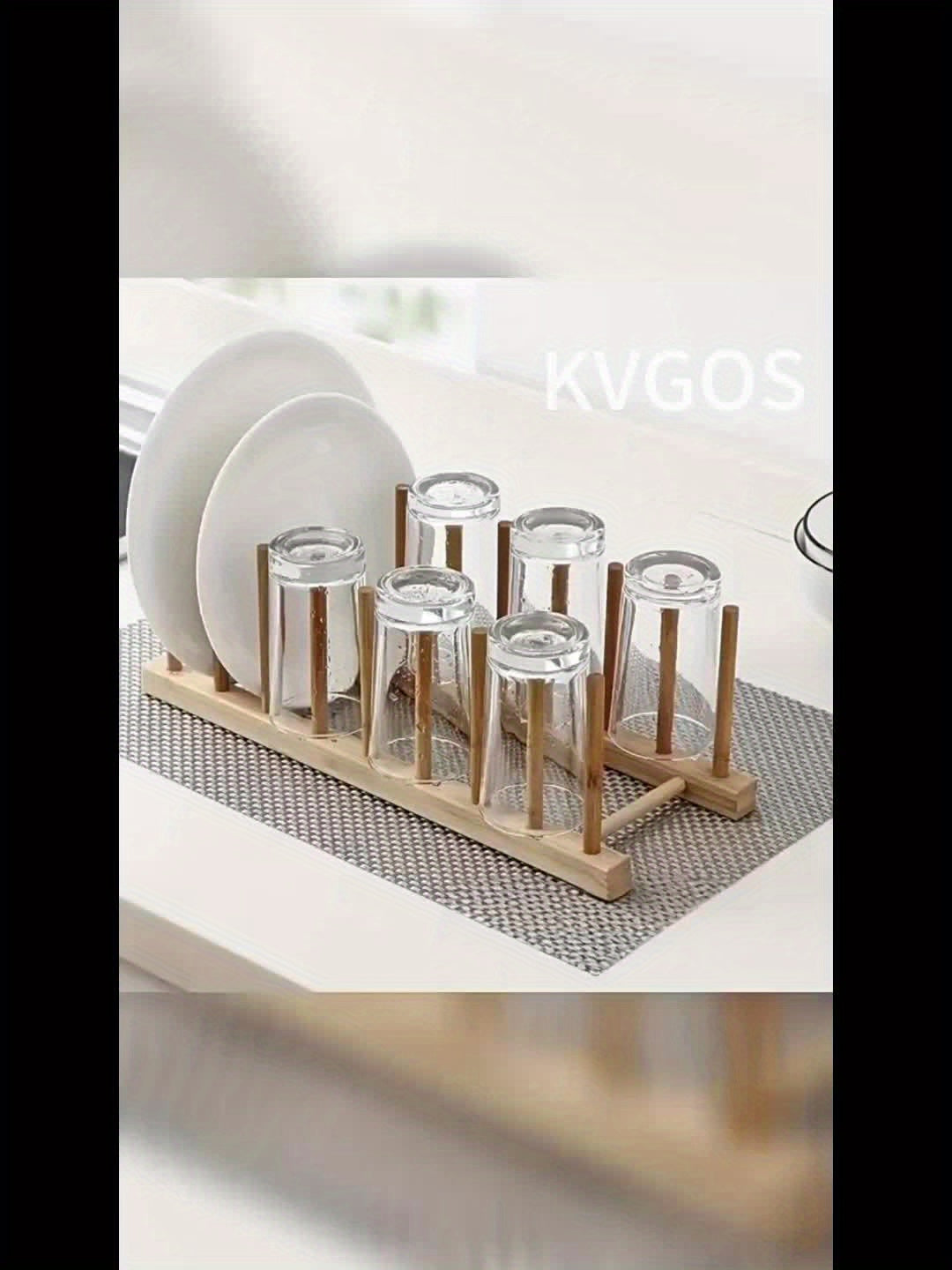 A bamboo and wooden bowl holder for 8 plates, suitable for kitchen cabinet storage, capable of holding cups, books, POTS, LIDS and cutting boards, vertically drained and kept dry, suitable for bowls, plates, cups, pot LIDS and cutting boards.