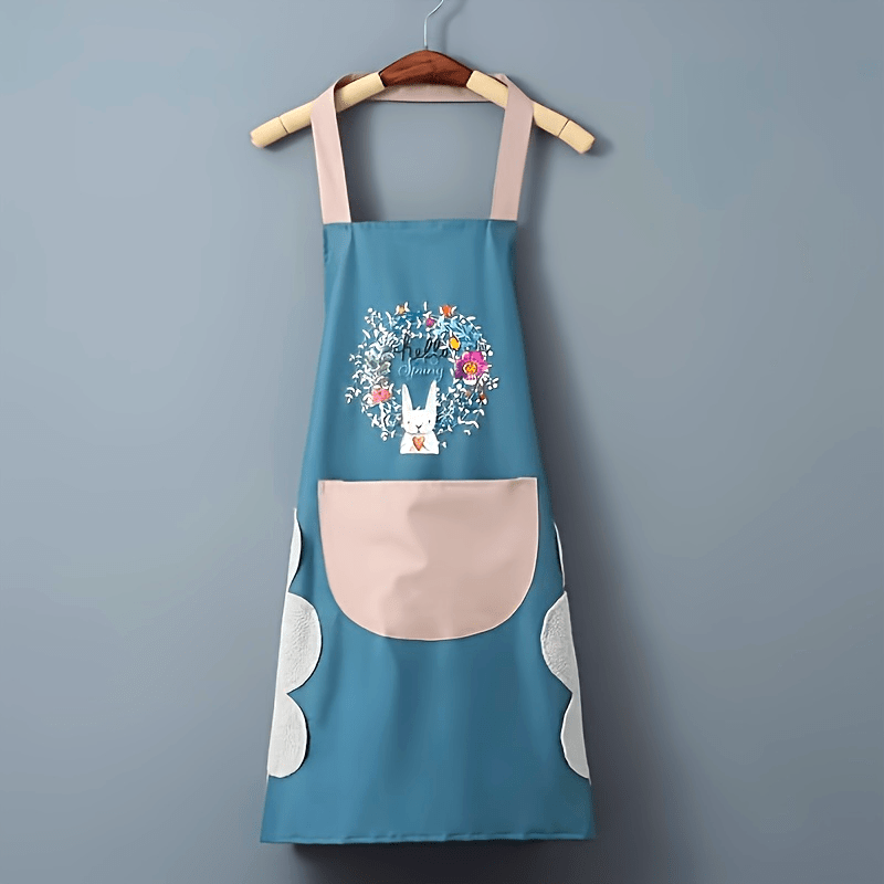 One Kitchen Apron Featuring a Hand Wipe Pocket - Ideal for Cooking, Gardening, And Home Tasks - Made from Durable PVC Material, Easy to Clean, And Requires No Batteries.