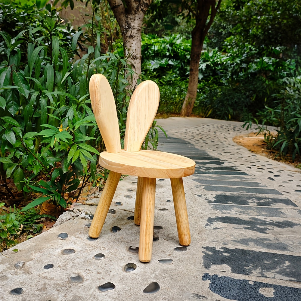 Chic Solid Wood Rabbit Ear Stool - Perfect for Shoe Changing, Living Room & Home Decor | Ideal for Parties & Entertainment
