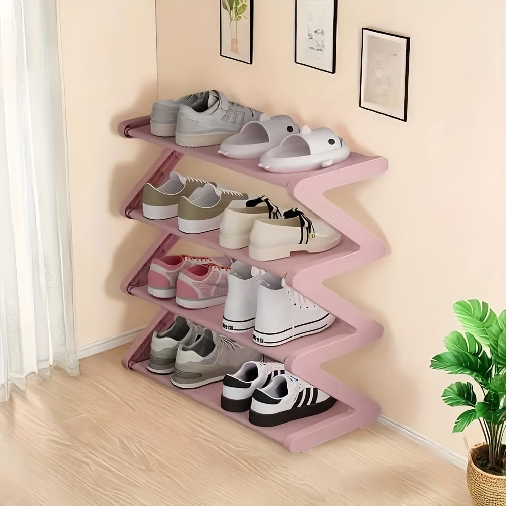4-Tier Z-Shaped Shoe Rack – Space-Saving, Multi-Layer Storage Organizer for Bathroom, Dorm, or Small Apartment – Easy Assembly, Under 27\