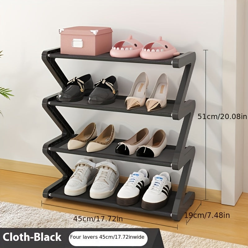 4-Tier Z-Shaped Shoe Rack – Space-Saving, Multi-Layer Storage Organizer for Bathroom, Dorm, or Small Apartment – Easy Assembly, Under 27\