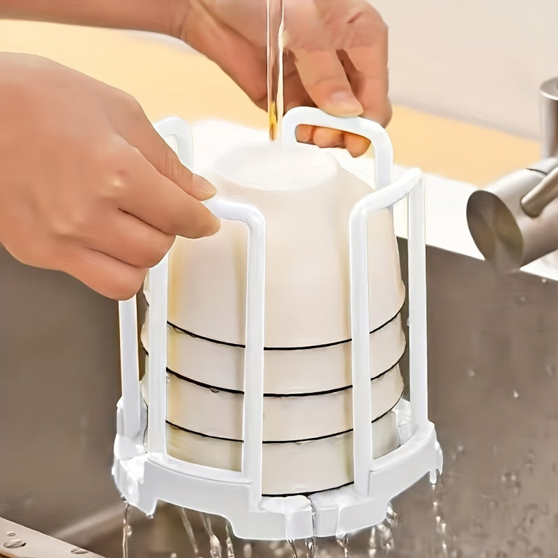 A retractable bowl holder for household use that saves space and is easy to clean