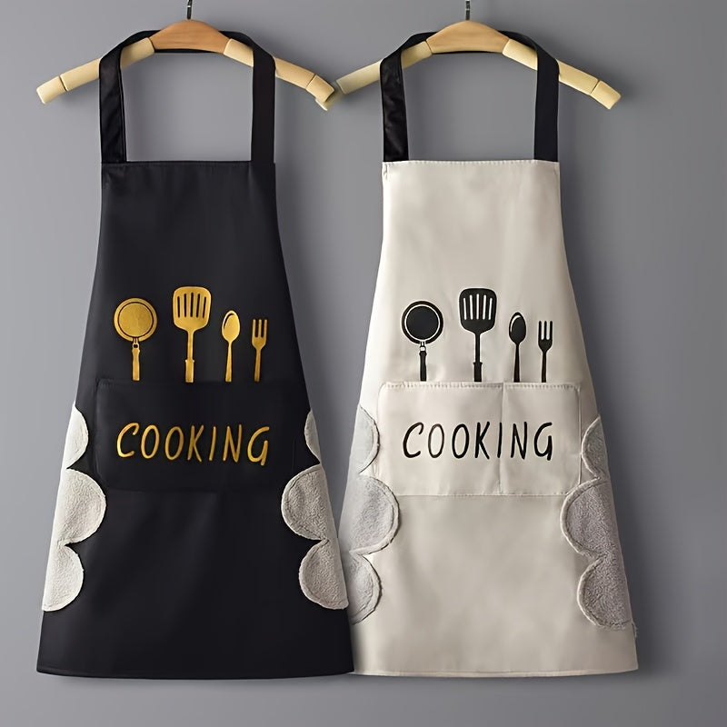 2pcs Kitchen Aprons , Polyester Aprons with Large Pockets, Ideal for Cooking, Gardening, and More - Durable Acrylic Fabric, Easy to Clean and Store, Kitchen Essentials | Modern Kitchenwear | Durable Apron