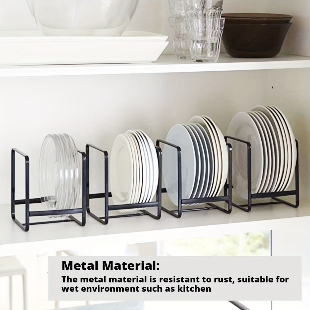 Space-Saving Iron Dish Rack - Black, Rust-Resistant Kitchen Organizer for Plates & Bowls, Countertop Storage Solution