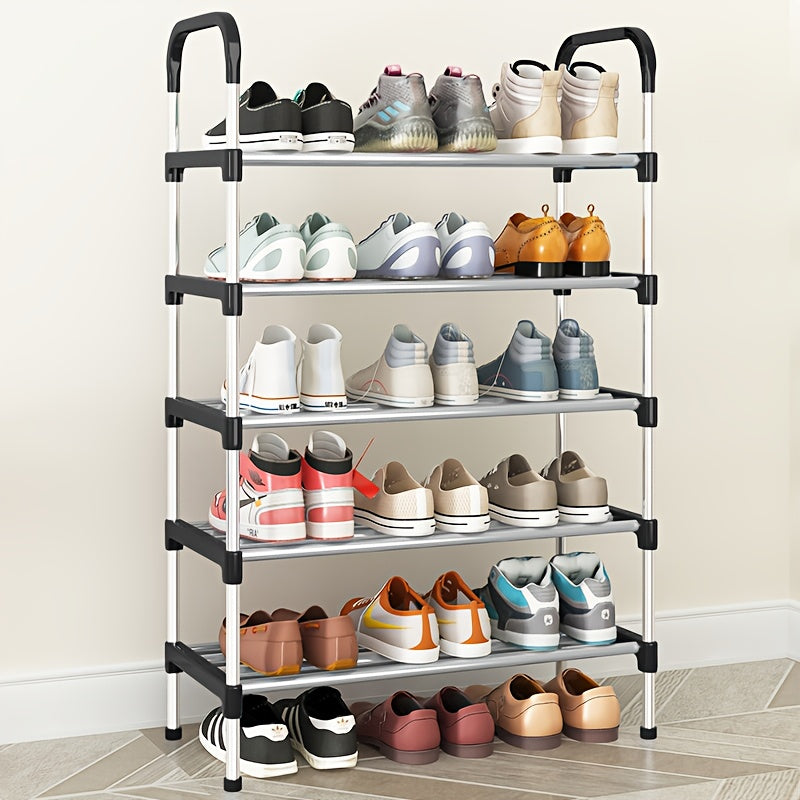 Sturdy Multi-Tier Metal Shoe Rack with Colorful Accents - Easy Assembly, Floor Standing Storage Shelf for Home Organization, Ideal for Shoes & More, Shoe Storage Organizer, Utility Racks