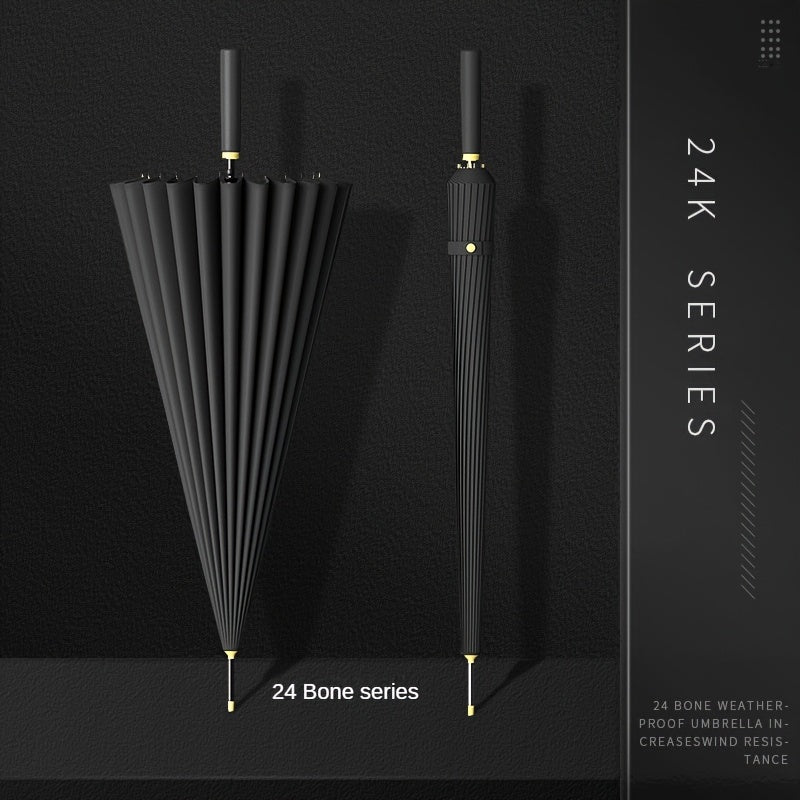 Un parapluie résistant au vent à 24 baleines, doté d'une poignée longue - Il est imperméable, portable et s'ouvre avec un seul clic, conçu pour les hommes et les femmes avec un mât droit.
