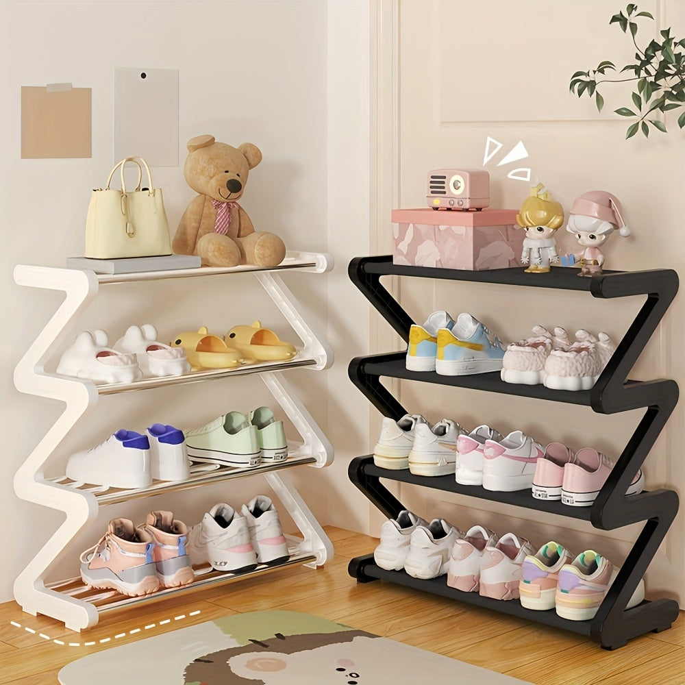 4-Tier Z-Shaped Shoe Rack – Space-Saving, Multi-Layer Storage Organizer for Bathroom, Dorm, or Small Apartment – Easy Assembly, Under 27\