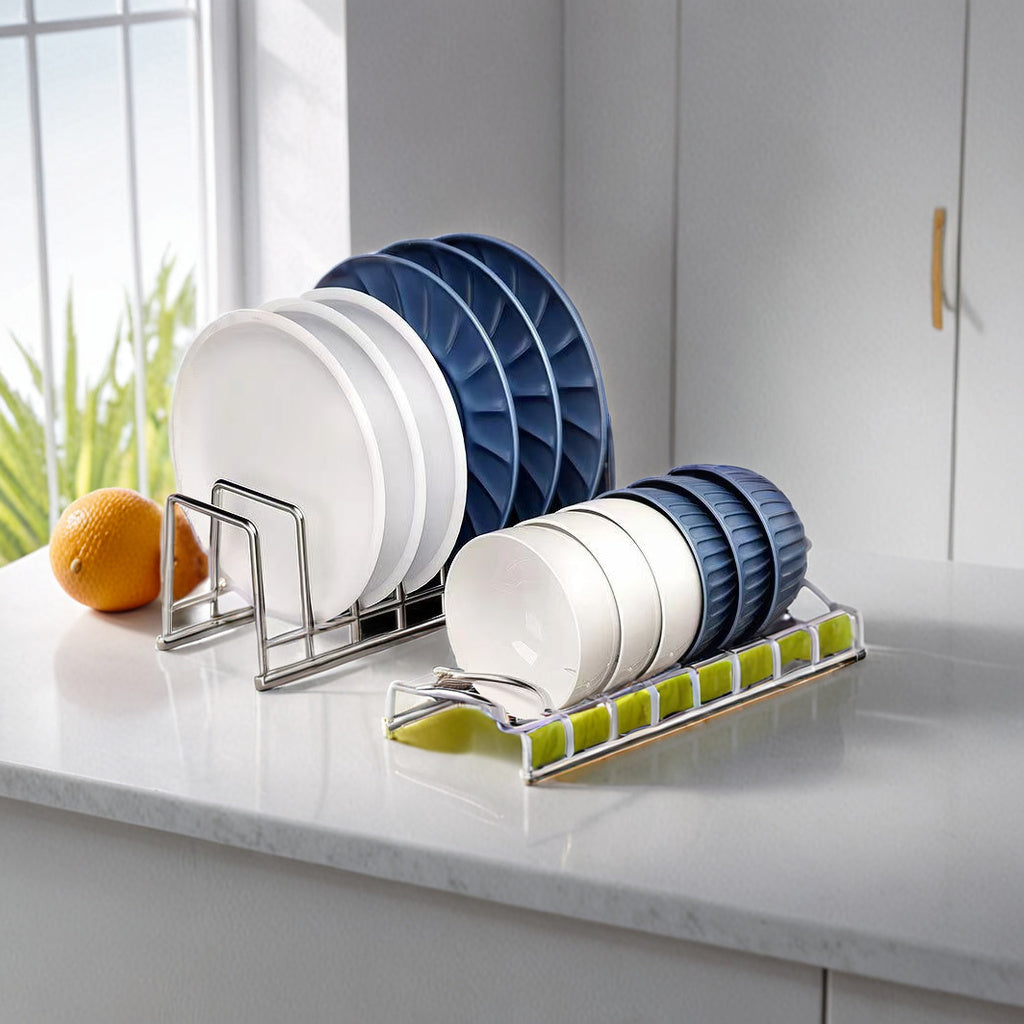 Space-Saving Stainless Steel Dish Drying Rack with Utensil Holder - 11.5\