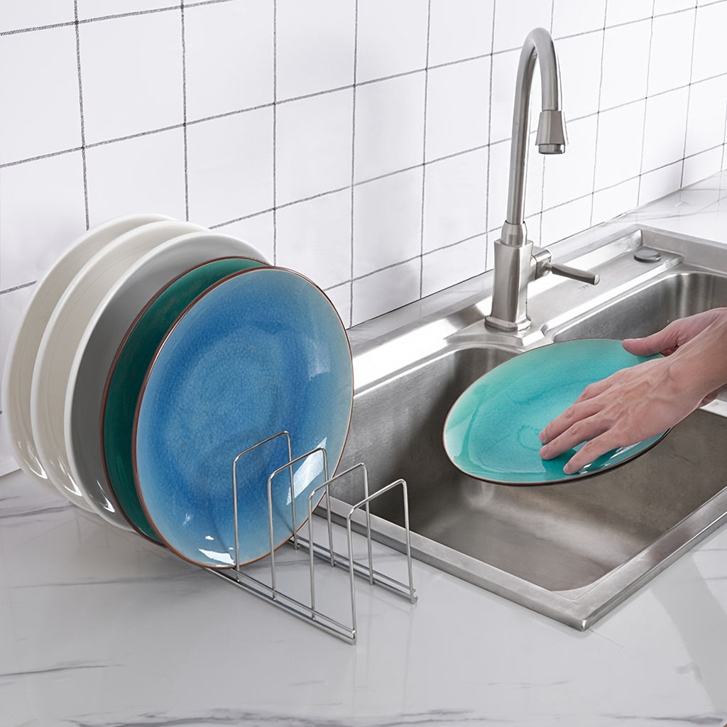 2pcs Stainless Steel Dish Rack for Kitchen - Multi-Tiered Plate and Bowl Organizer with Drainage, Space-Saving Countertop Storage for Dishes, Utensils, and Cookware, Dish Drying Rack