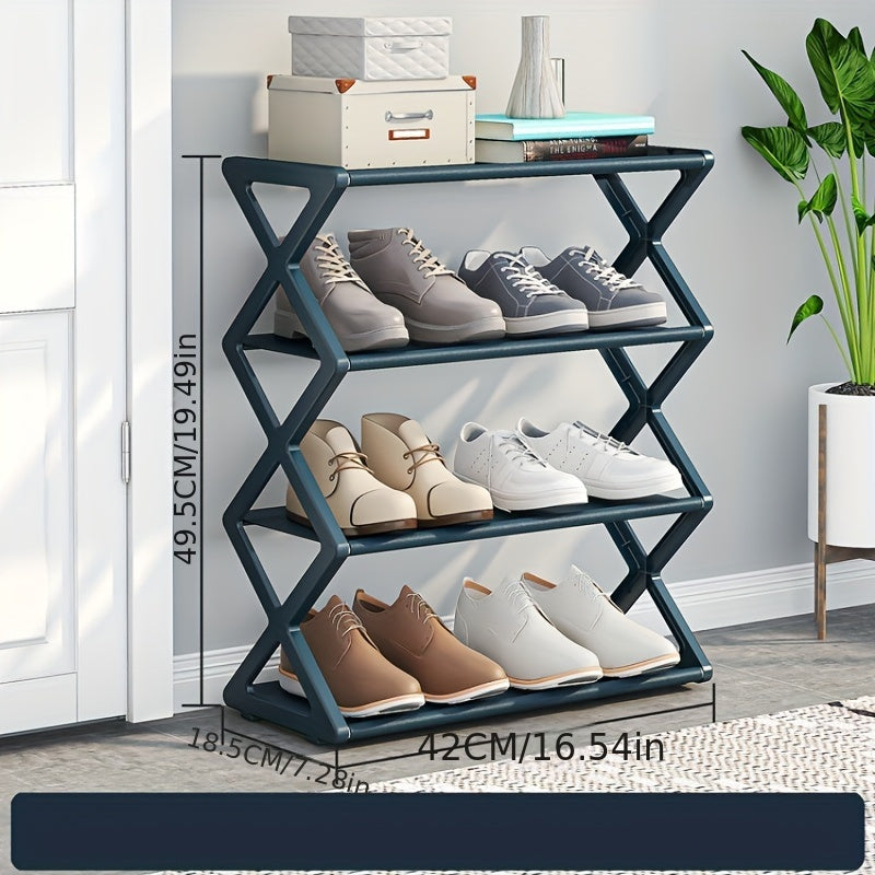 1pc Simple Shoe Rack - Easy Assembly Space-Saving Shoe Organizer with Multiple Compartments, Durable Plastic Shoe Storage for Home, Dorm, Entryway - Casual Style Shoe Cabinet