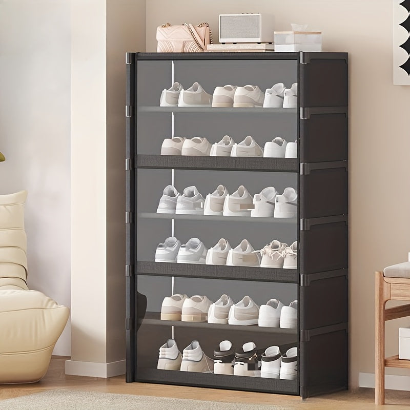 5-Tier Oversized Shoe Rack - Transparent Carbon Steel Modern Shoe Storage Organizer with Sturdy Metal Frame, Multi-Layer Design for Bedroom, Garage, Office - Space-Saving Durable Shoe Cabinet, Shoe Organizer Storage, Bedroom Organizer, Sleek Material