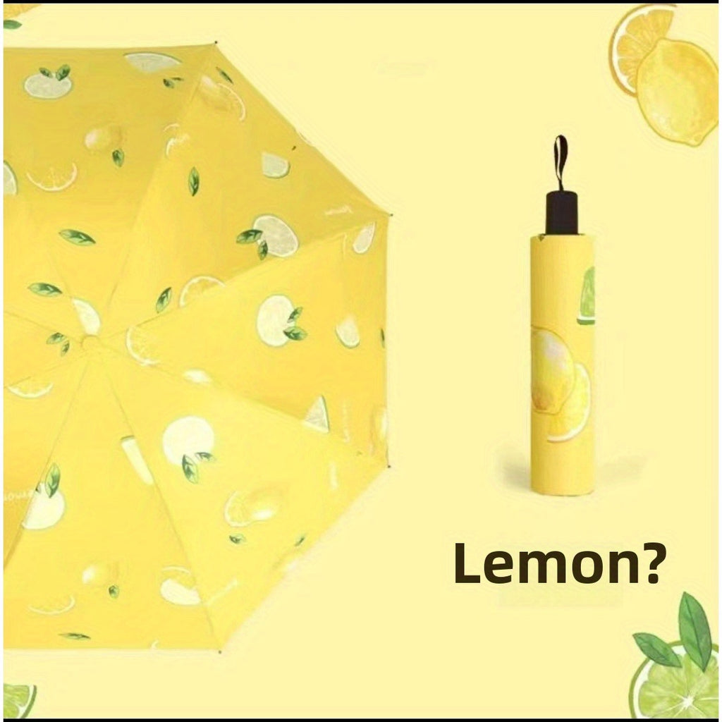 Parapluie à motif de citron - Parapluie de voyage pliable manuel avec protection UV, coupe-vent et imperméable, parapluie portable et léger, adapté aux femmes et aux hommes, peut être utilisé pour un anniversaire\u002FNoël, etc.