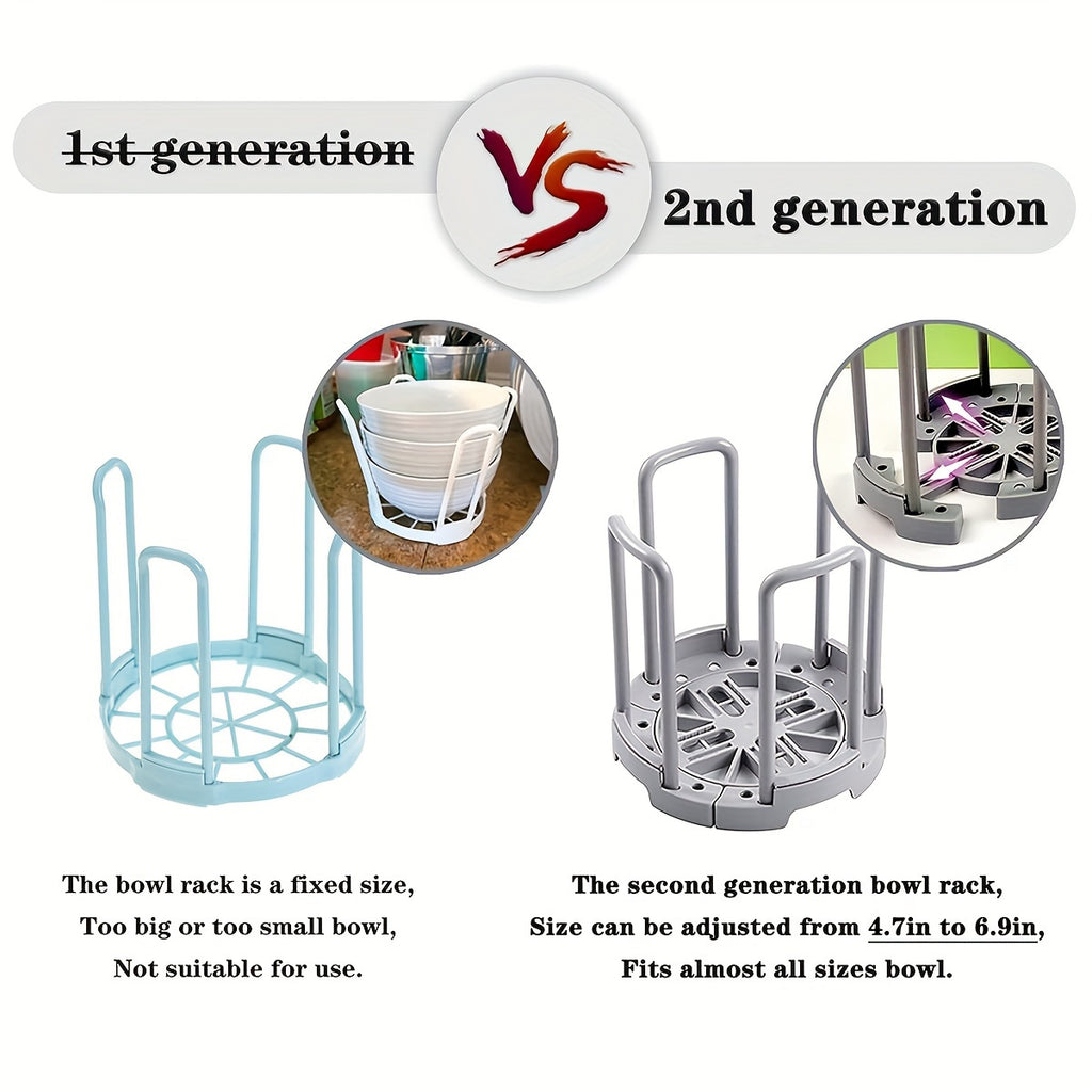1pc Adjustable Plastic Kitchen Dish Rack, Detachable\u002FRetractable, Space-Saving, Moisture-Proof Plate and Bowl Storage Organizer, 5.83in*5.51in