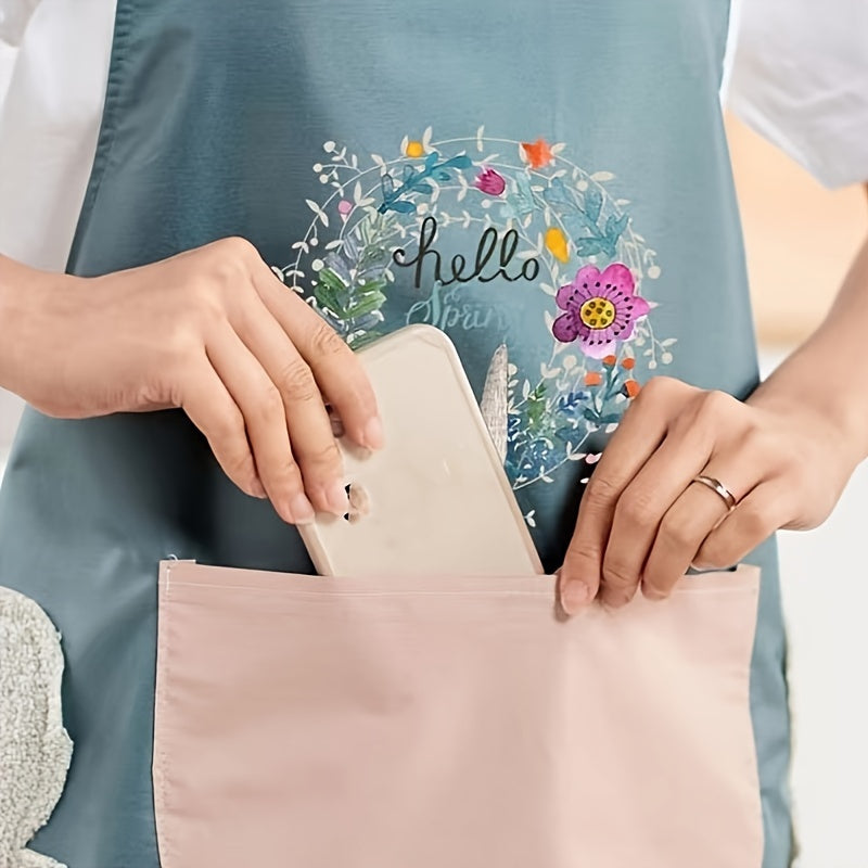 One Kitchen Apron Featuring a Hand Wipe Pocket - Ideal for Cooking, Gardening, And Home Tasks - Made from Durable PVC Material, Easy to Clean, And Requires No Batteries.