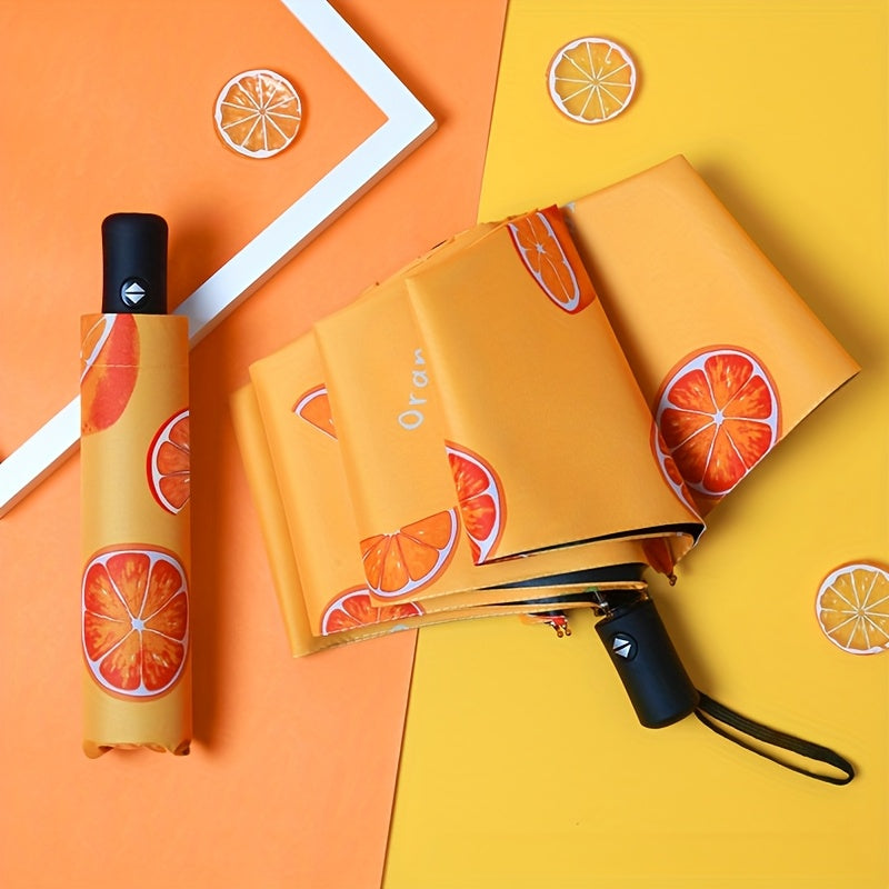 Parapluie pliant compact avec design de tranche de melon - Imperméable, protection UV, coupe-vent, parapluie de voyage portable avec cadre en métal, séparation sèche\u002Fliquide, équipement de pluie compact, favori des étudiants, parapluie mignon