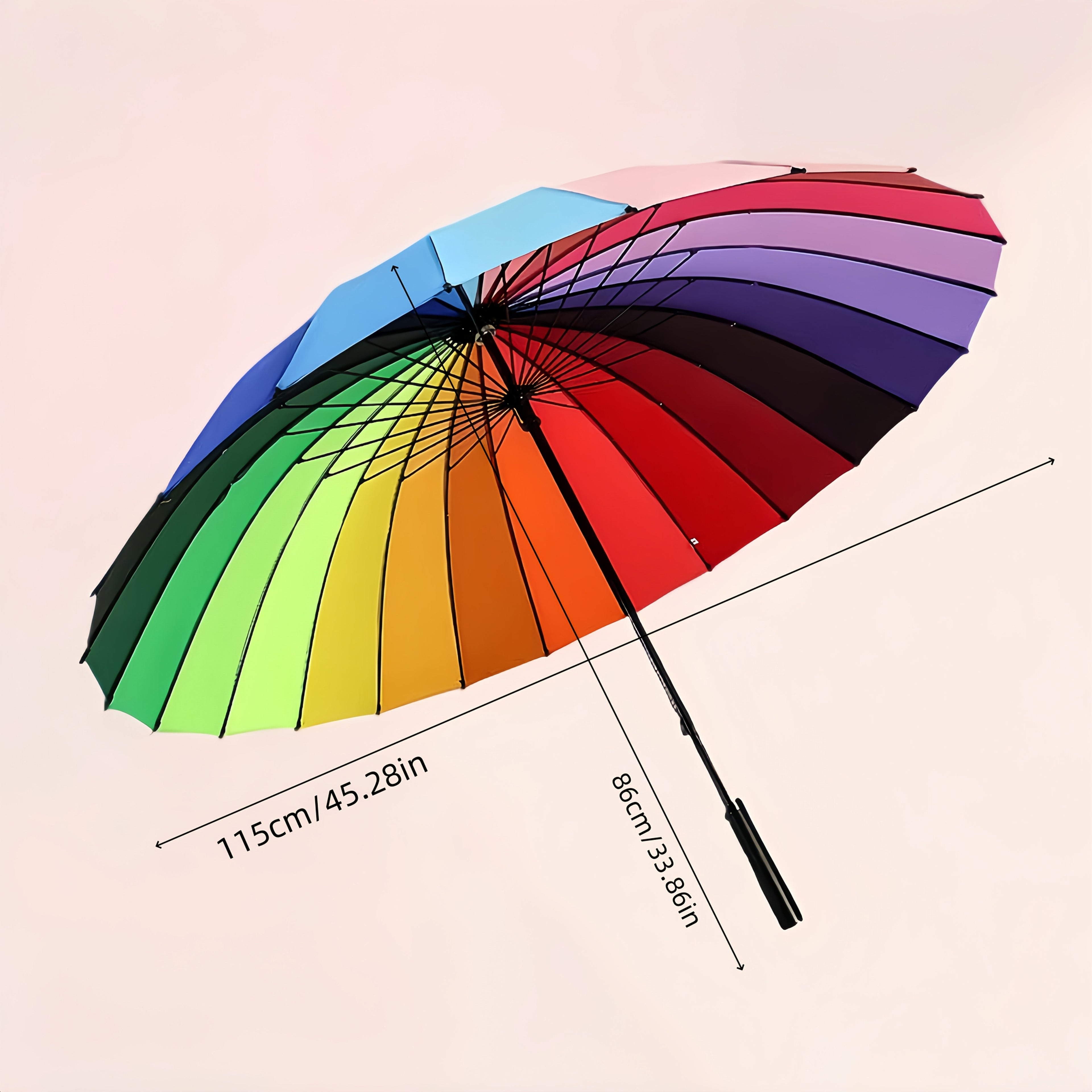 Parapluie Arc-en-ciel Vibrant 1pc - Épais, Grand, Ouverture et Fermeture Manuelle, Conception Coupe-Vent à 24 Nervures, Protection UV, Parasol Coloré pour une Protection Élégante contre les Intempéries