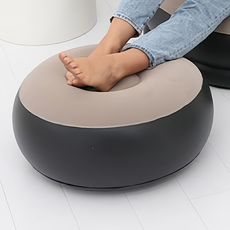 Portable Inflatable Round Stool - Foldable, Multi-Use for Outdoor Leisure, Shoe Changing & Makeup - Durable PVC Material