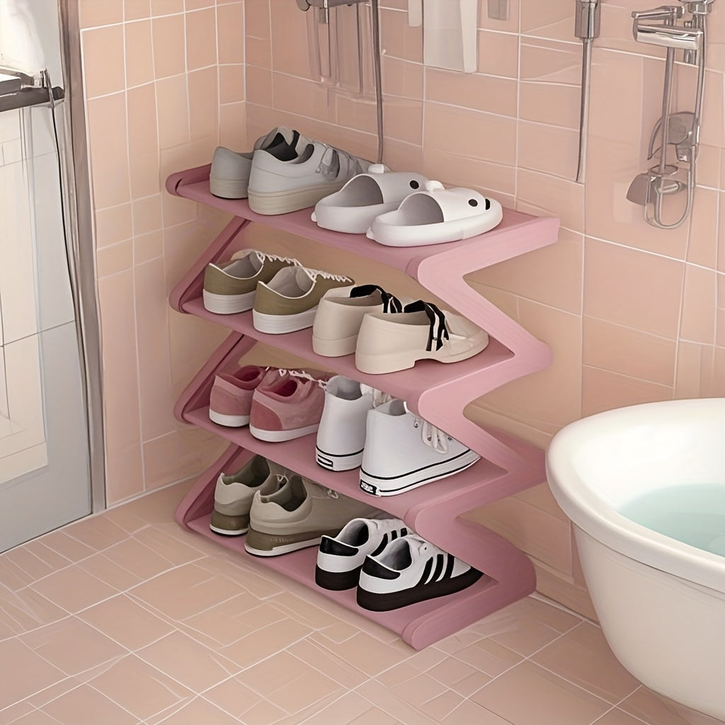 4-Tier Z-Shaped Shoe Rack – Space-Saving, Multi-Layer Storage Organizer for Bathroom, Dorm, or Small Apartment – Easy Assembly, Under 27\