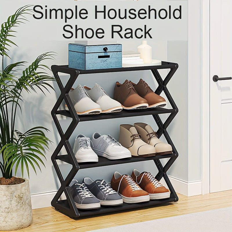 1pc Simple Shoe Rack - Easy Assembly Space-Saving Shoe Organizer with Multiple Compartments, Durable Plastic Shoe Storage for Home, Dorm, Entryway - Casual Style Shoe Cabinet