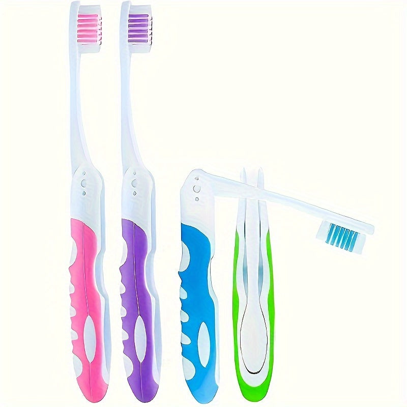 4 brosses à dents pliantes portables, couleurs aléatoires, poils souples, idéales pour camping, randonnée et voyage en sac à dos, essentiels de voyage