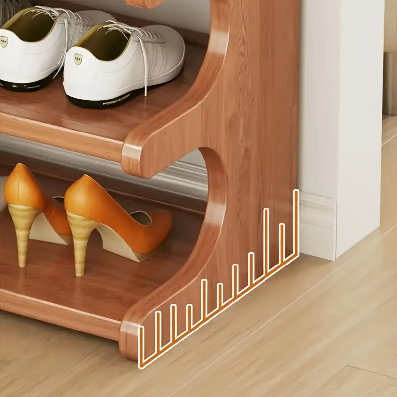 2-Tier\u002F6-Tier Natural Finish Wooden Shoe Rack - Space-Saving, Easy to Assemble, Perfect for Dorms and Hallways, Stylish Narrow Storage Solution, Non-Food Contact Safe, Shoe Organizer Box
